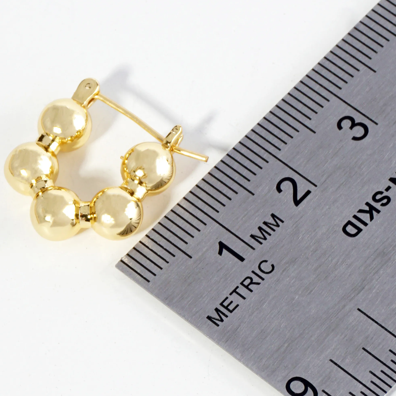 H3- 18K Gold Dipped 18mm Brass Ball Hoop Earring - Thumbnail (Preview) 2