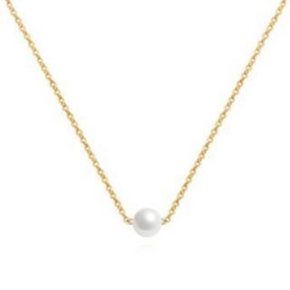 N20- SINGLE PEARL 18K GOLD-PLATED STAINLESS-STEEL NECKLACE