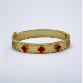 M72- 18K Gold Clover Inspired Bangle - Thumbnail 3