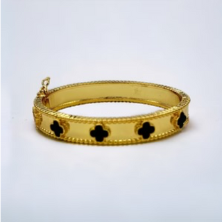 M72- 18K Gold Clover Inspired Bangle - Thumbnail 4