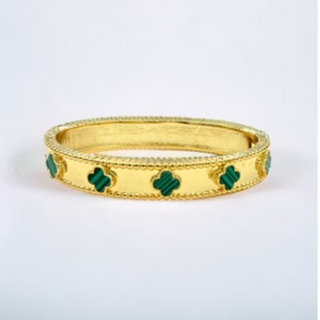 M72- 18K Gold Clover Inspired Bangle - Thumbnail 2