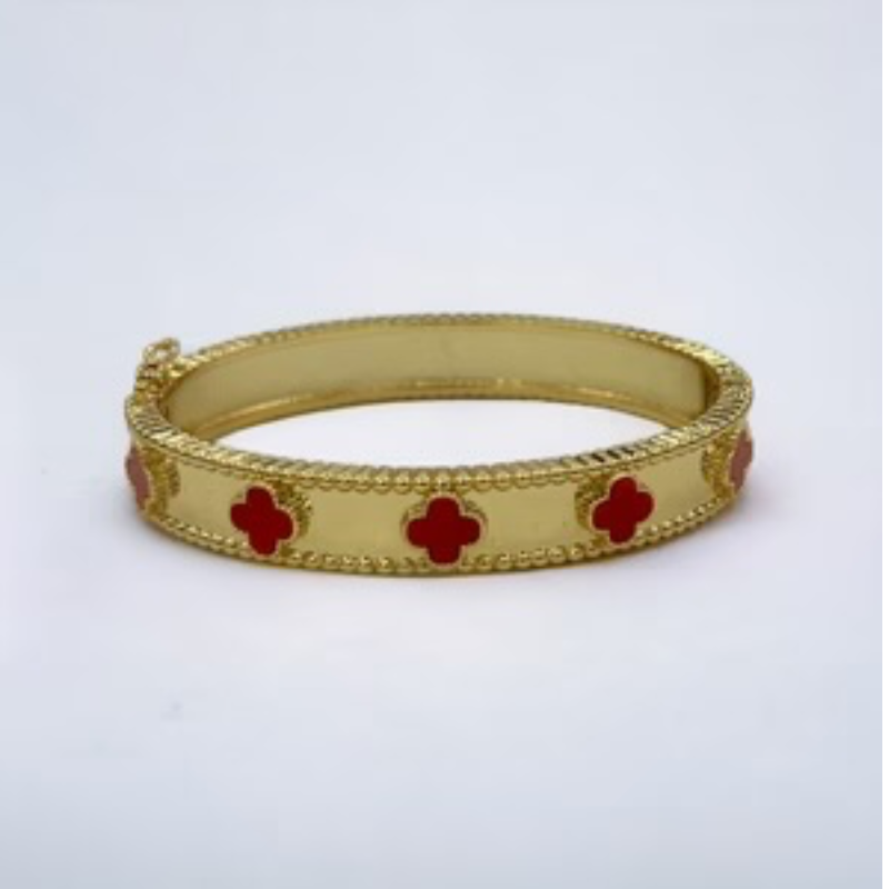 M72- 18K Gold Clover Inspired Bangle - Thumbnail (Preview) 3