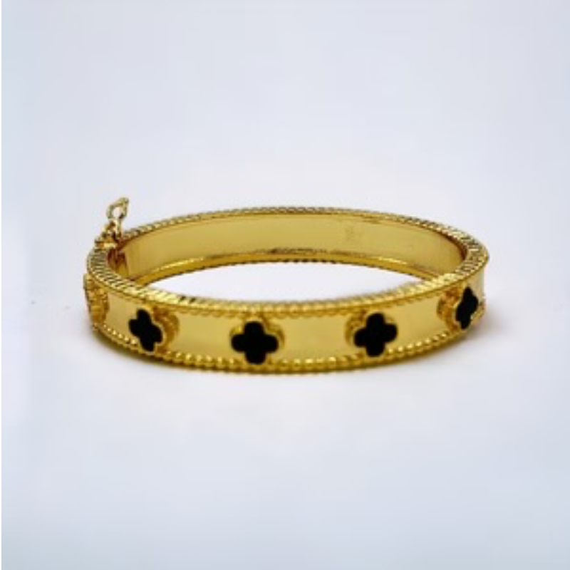 M72- 18K Gold Clover Inspired Bangle - Thumbnail (Preview) 4