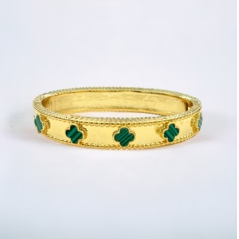 M72- 18K Gold Clover Inspired Bangle - Thumbnail (Preview) 2