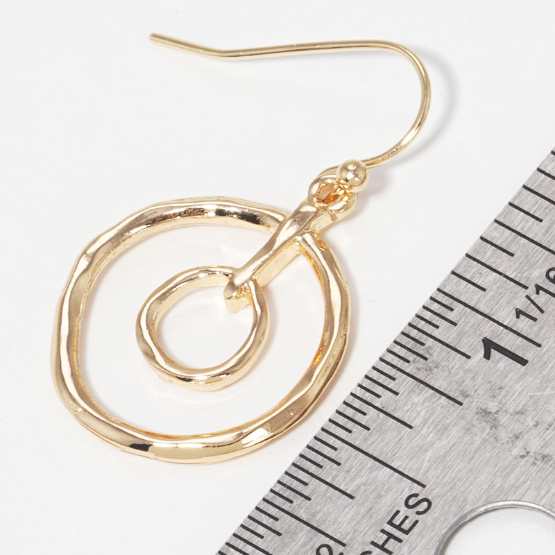 ER4- Hammered metal double round dangle drop earrings - Thumbnail (Preview) 4