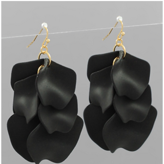 USC36-Black Color Coated Petal Fringe Earrings