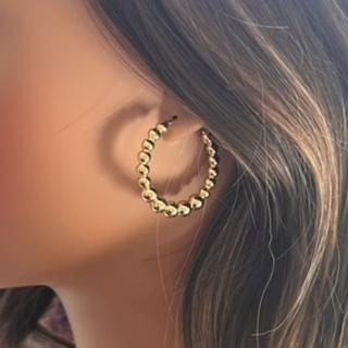 CL55- 30MM Bead Hoop Earrings (gold & silver available)