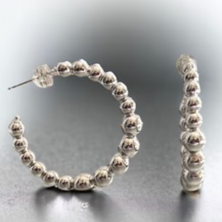 CL55- 30MM Bead Hoop Earrings (gold & silver available) - Thumbnail 4