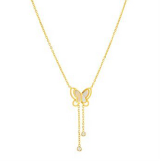 N23- BUTTERFLY Y NECKLACE 18K GOLD-PLATED STAINLESS-STEEL NECKLACE