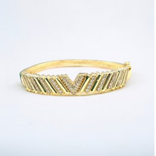 M71- 18k Gold CZ Inspired V Shape Bangle