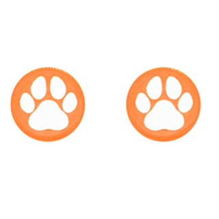 C84- White Paw Print on a orange Acrylic Disk Stud Earrings