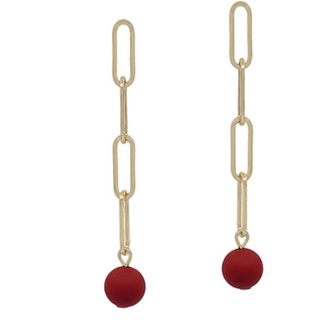 USC99- Clip Chain & Color Ball Earrings (multiple colors available)