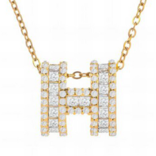 INS9-18K GOLD PLATED STAINLESS STEEL "LETTER "H"" NECKLACE