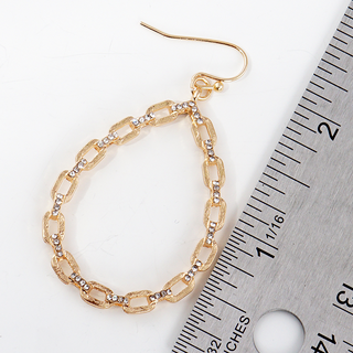 Y21-Crystal pave chain teardrop delicate dangle drop earrings - Thumbnail 2