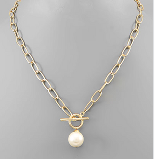 CL70- Pearl Ball Pendant Chain Necklace