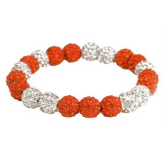 T71- Pavy White & Orange Round bead Bracelet