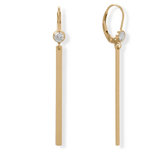 Y41-14/20 Gold Filled Bar Drop with CZ Earrings