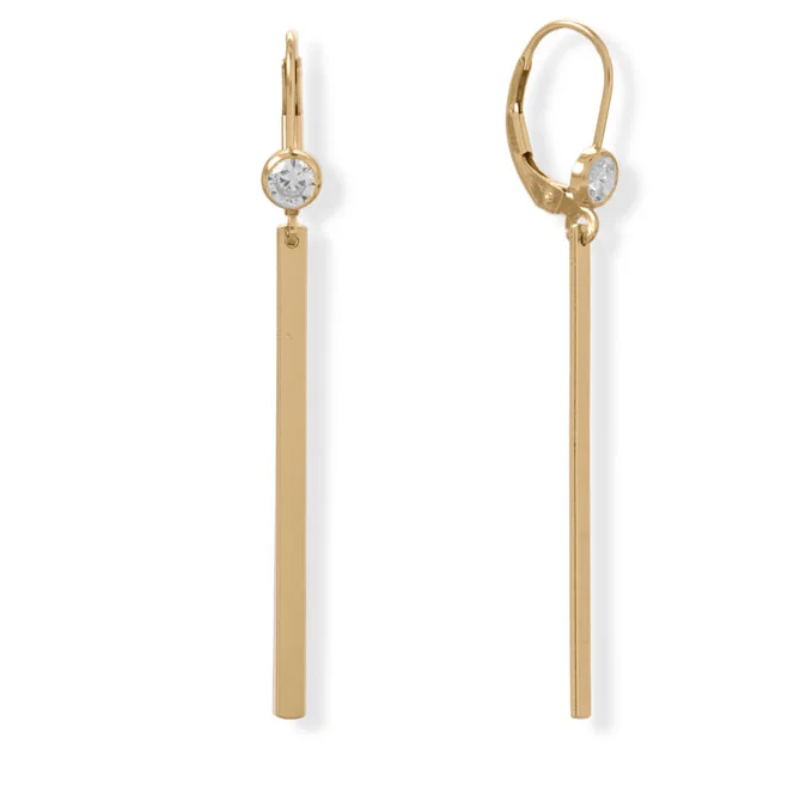 Y41-14/20 Gold Filled Bar Drop with CZ Earrings Main Image