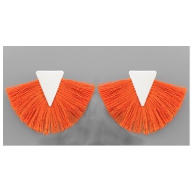 T195- 1 3/4” White & Orange Earrings Main Image