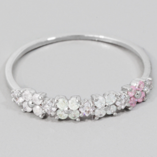 R28-Mini Cubic Zirconia Floral Band Ring - Thumbnail 2