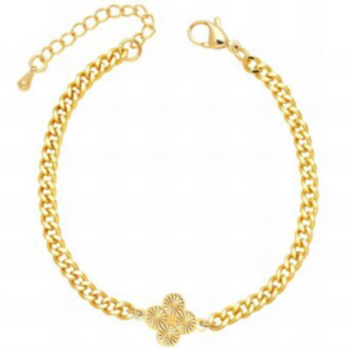 Q30- Gold Quatrafoil with chain- 18K GOLD-PLATED STAINLESS-STEEL "FOUR-LEAF CLOVER" BRACELET