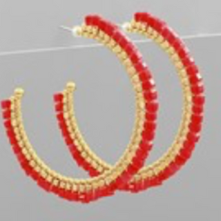 USC49- Beads Glass & Metal Hoops (multiple colors avail) - Thumbnail 7