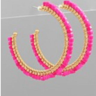 USC49- Beads Glass & Metal Hoops (multiple colors avail) - Thumbnail 4