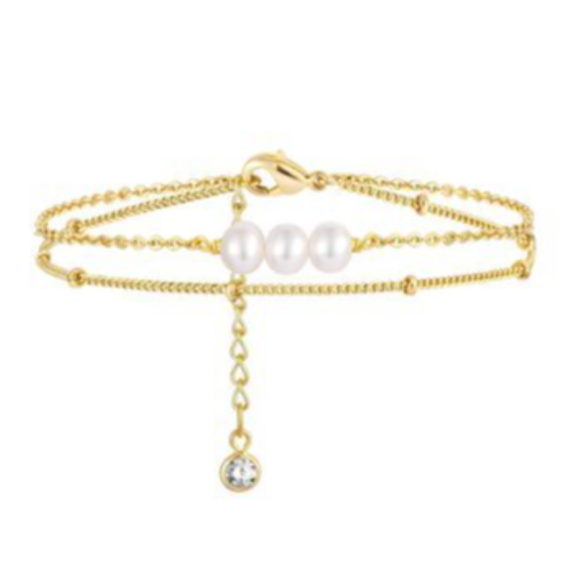 P7-3 PEARL DAINTY BRACELET 18K GOLD-PLATED STAINLESS-STEEL BRACELET Main Image