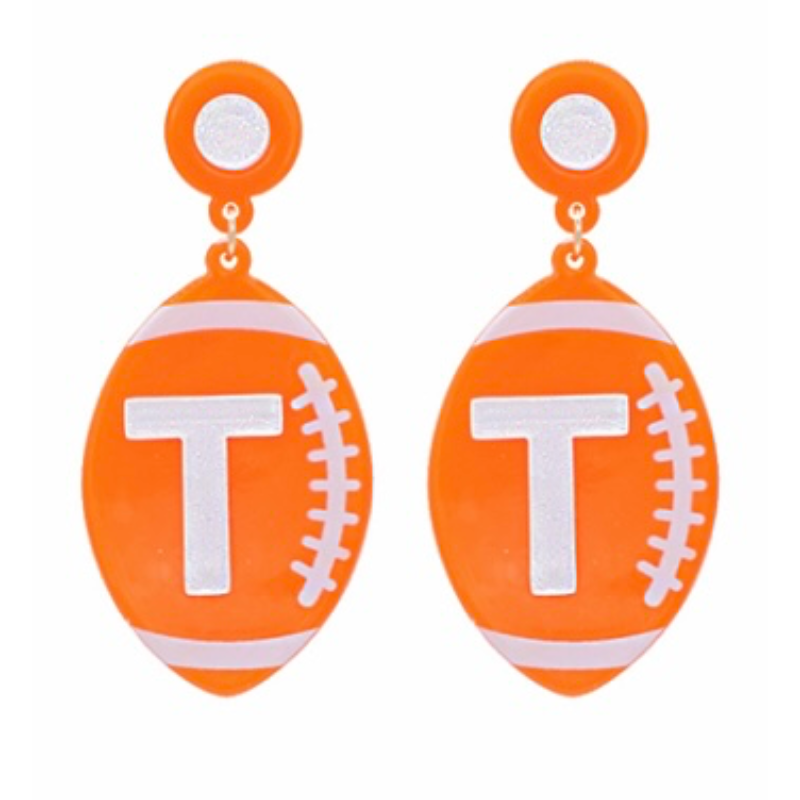 T12- Orange / white acrylic drop footballs with T Main Image