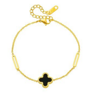 Q23-18K GOLD PLATED STAINLESS STEEL "FOUR-LEAF CLOVER" BRACELET