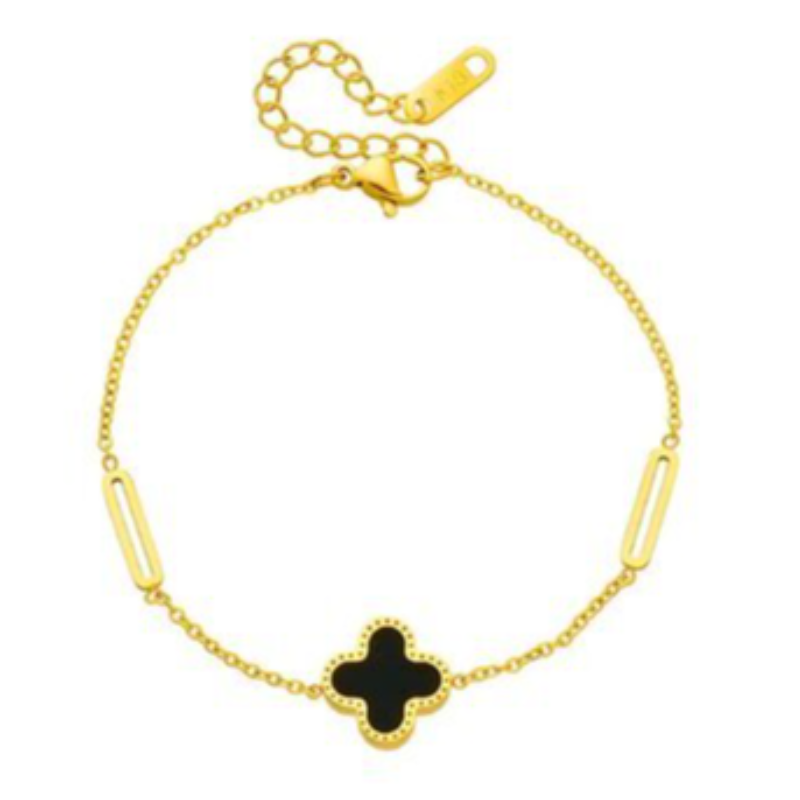 Q23-18K GOLD PLATED STAINLESS STEEL "FOUR-LEAF CLOVER" BRACELET Main Image