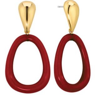 USC27-  Color Coated Open Oval and Tear Drop Earrings (2 color options)