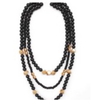 M101- Wood & Gold Metal Bead Necklace ( multiple colors) - Thumbnail 8