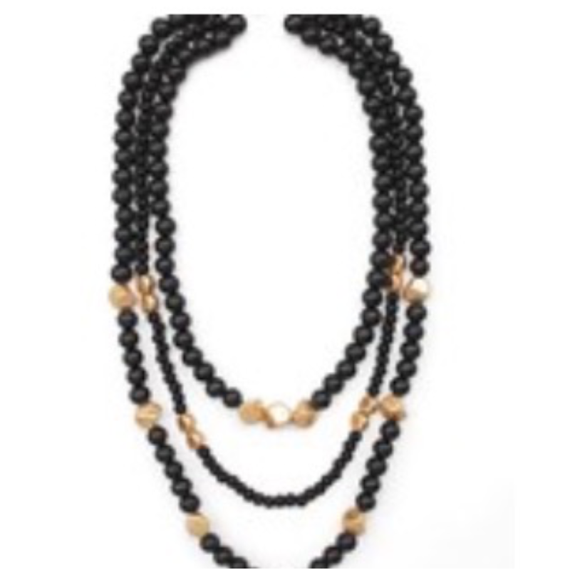 M101- Wood & Gold Metal Bead Necklace ( multiple colors) - Thumbnail (Preview) 8