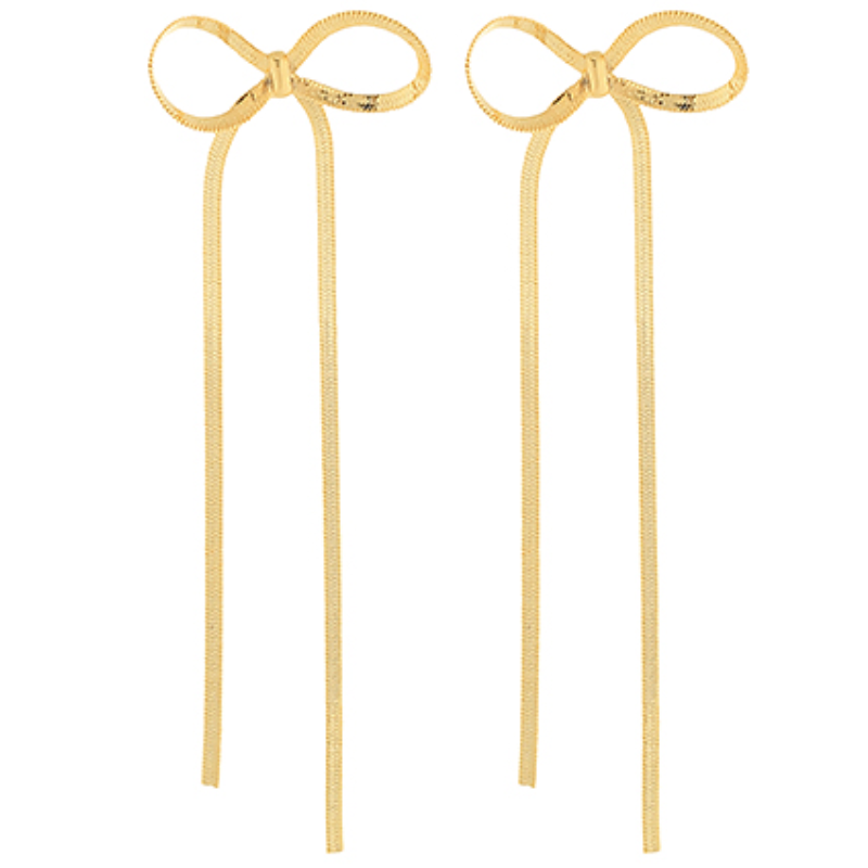 BZ4- Bow Long Tail Earrings Main Image