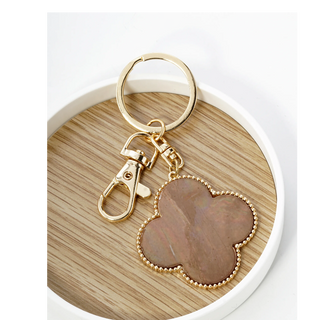 Q16-Mother of Pearl Quatrefoil Key Chain