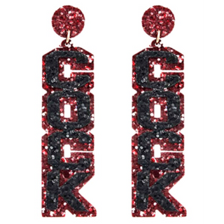 USC23-Glitter COCK Letter Earrings