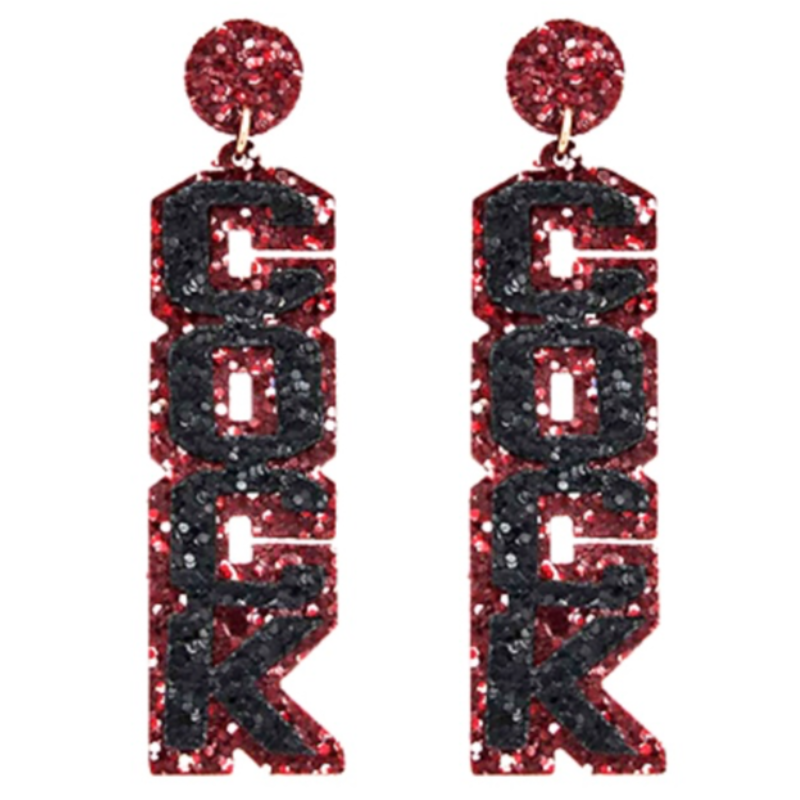 USC23-Glitter COCK Letter Earrings Main Image