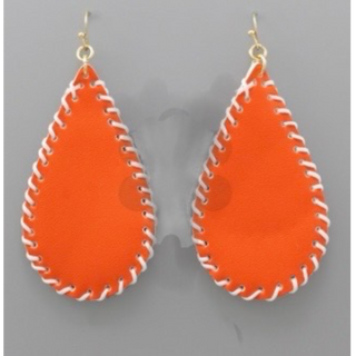 T197-3”Gameday Stitch Leather Earrings