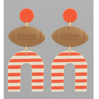 T36- 2 3/4” Stripe U Shape with Football Earrings