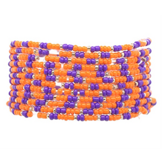 C41- 12 Row seed bead bracelet  - Orange & Purple