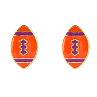 C126- Orange & Purple Epoxy Football Studs