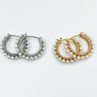 M66- C Shaped Pearl CZ Earrings