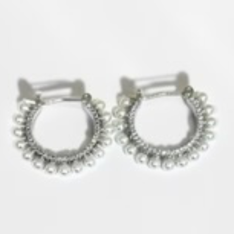 M66- C Shaped Pearl CZ Earrings - Thumbnail (Preview) 3