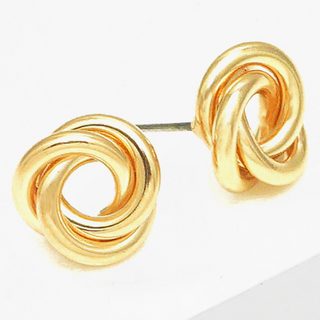 CL24- 12mm Polished Brass Alloy Cast Love Knot Post Stud Earrings (Available in Gold & Silver)