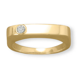 Y51-14 Karat Gold Plated Crystal Bar Ring