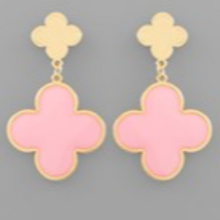 Q49-Epoxy Color Clover Dangle Earrings - Thumbnail 3