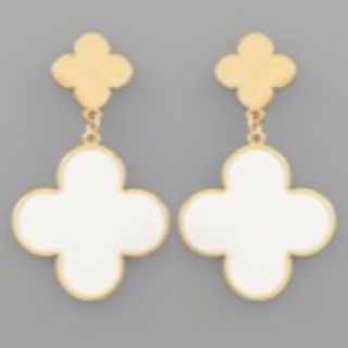 Q49-Epoxy Color Clover Dangle Earrings - Thumbnail 4