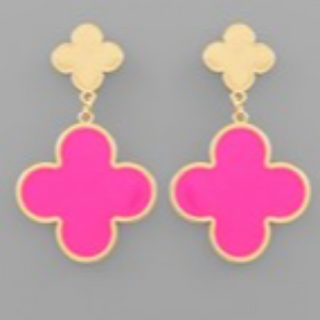 Q49-Epoxy Color Clover Dangle Earrings - Thumbnail 2