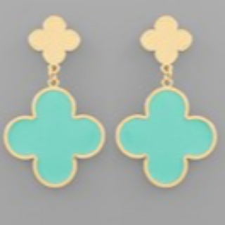 Q49-Epoxy Color Clover Dangle Earrings - Thumbnail 5